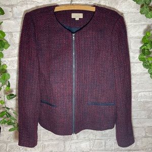 Loft Jacket Women’s Sz 10 Burgundy & Navy Weave Blazer